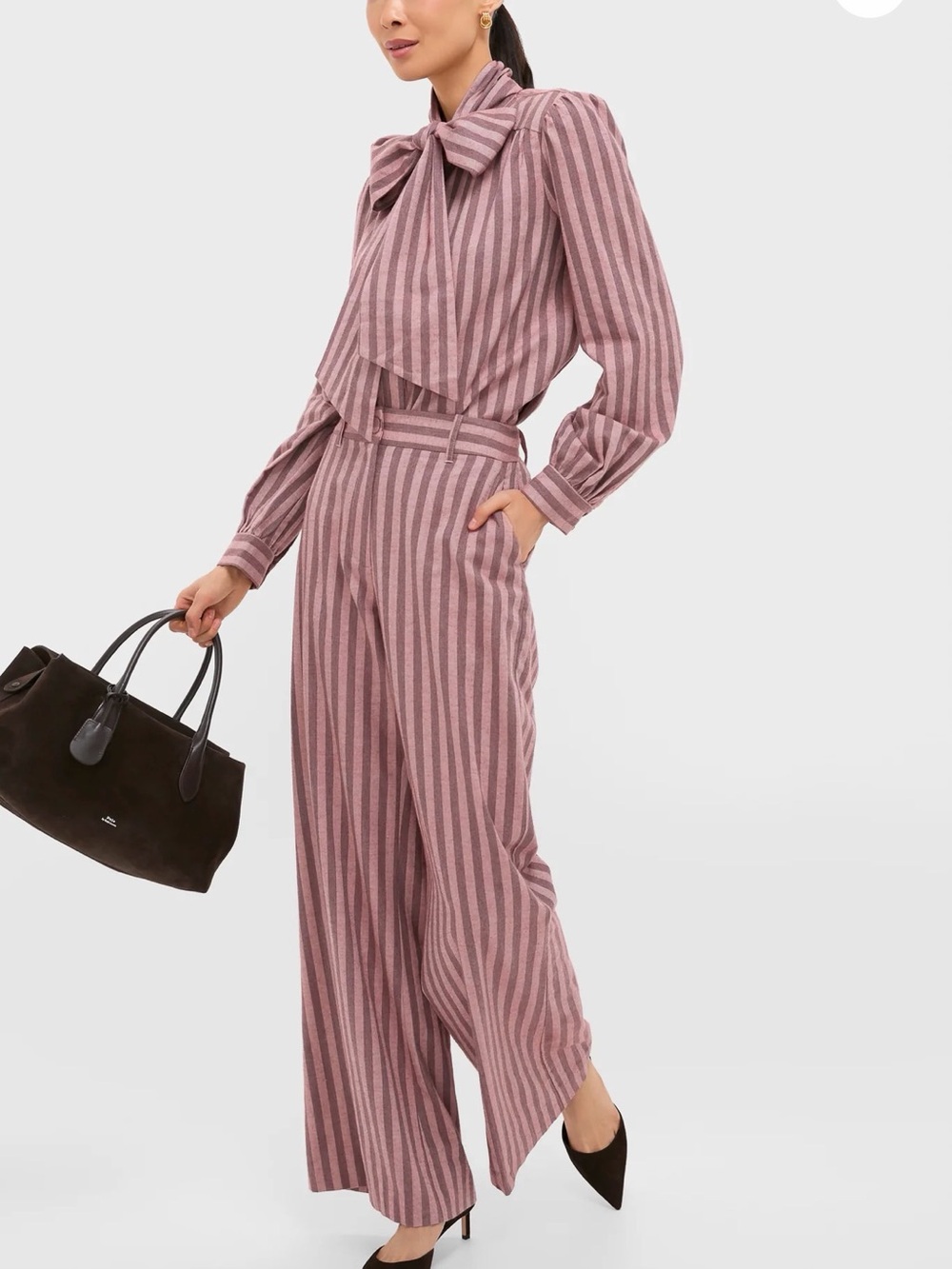 Tuckernuck Mauve Stripe Brianna Bow Blouse - Picture 5 of 5